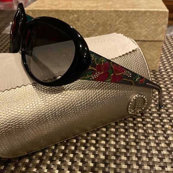 Judith Lieber Handmade in Italy Crystal Encrusted ShinyBlackRed Green Sunglasses main image 9